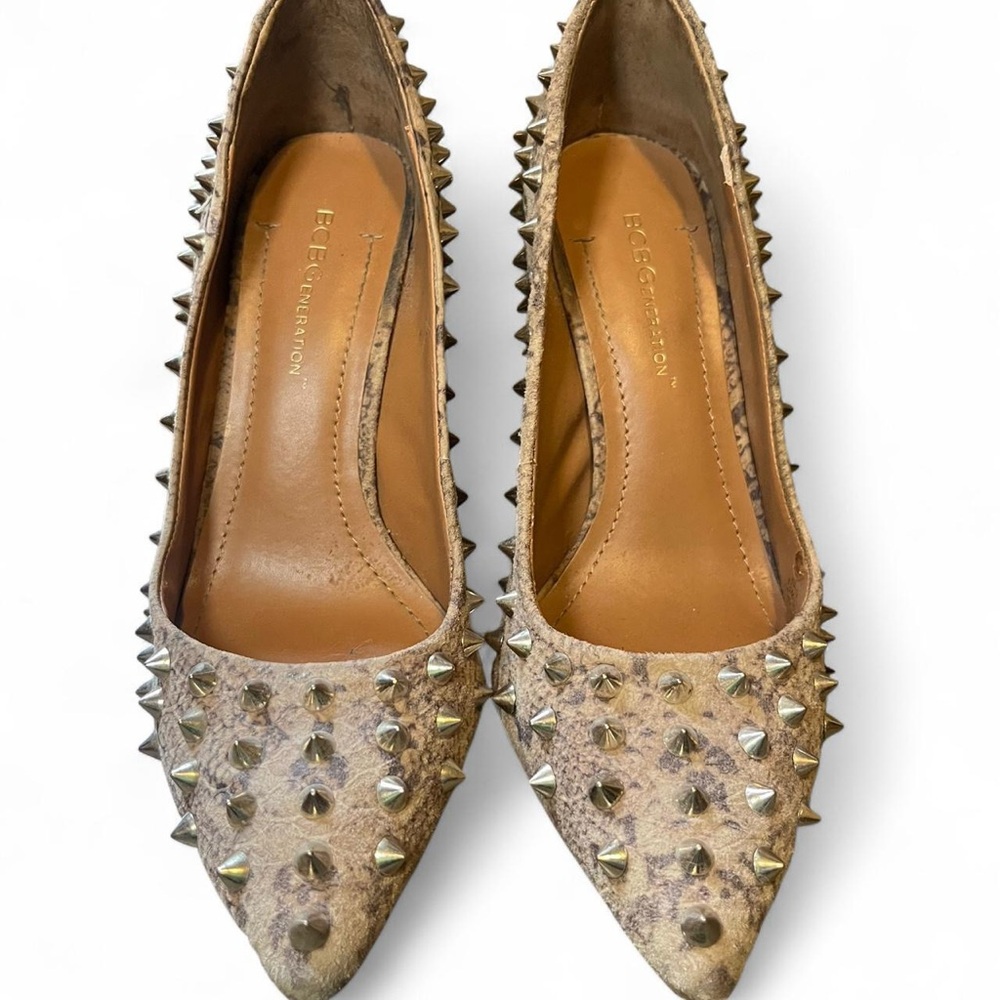 BCBGeneration spiked snakeskin pattern heels Size… - image 2